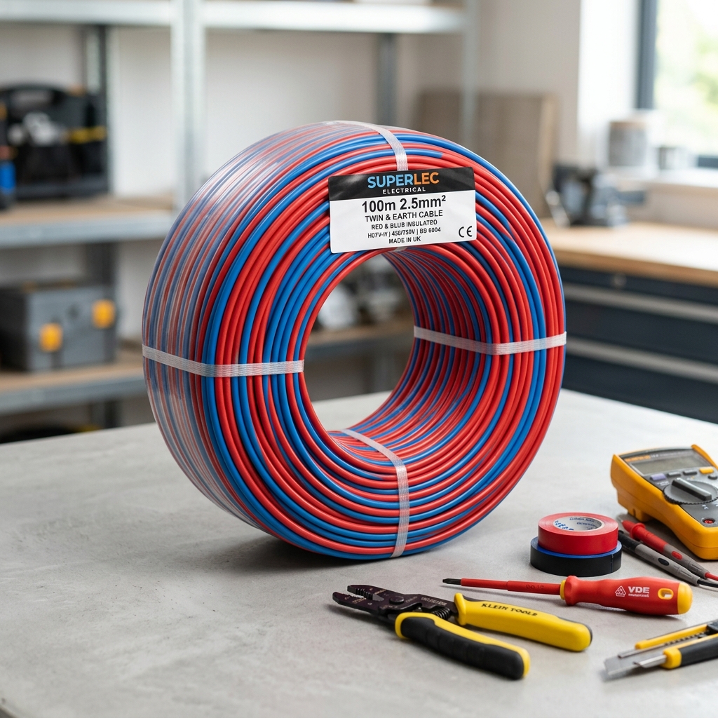 Pure Copper Insulated Building Wire Cable (100m Roll)