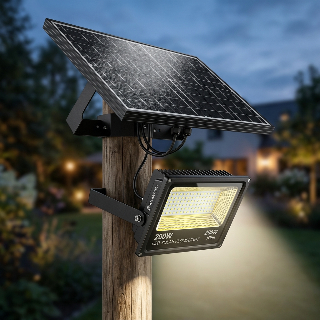 Solar Outdoor LED Floodlight 200W + Solar Panel